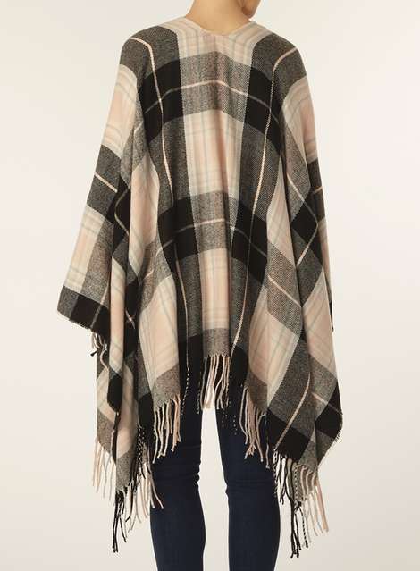 Blush and Black Check Cape